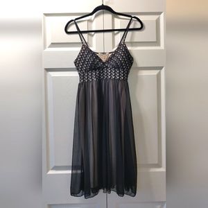 Hot Kiss Black and Cream Sheer Knit Top Spaghetti Strap Dress